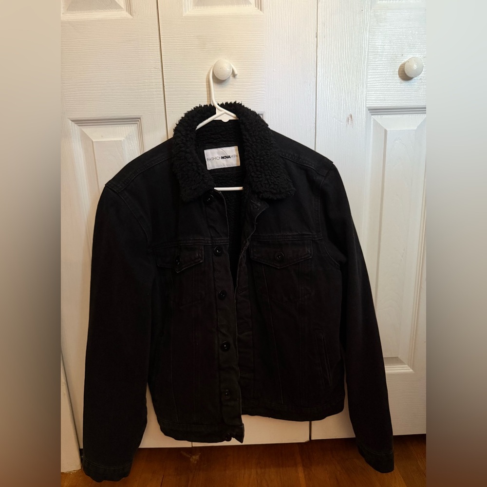 Black Medium Fur Jean Jacket